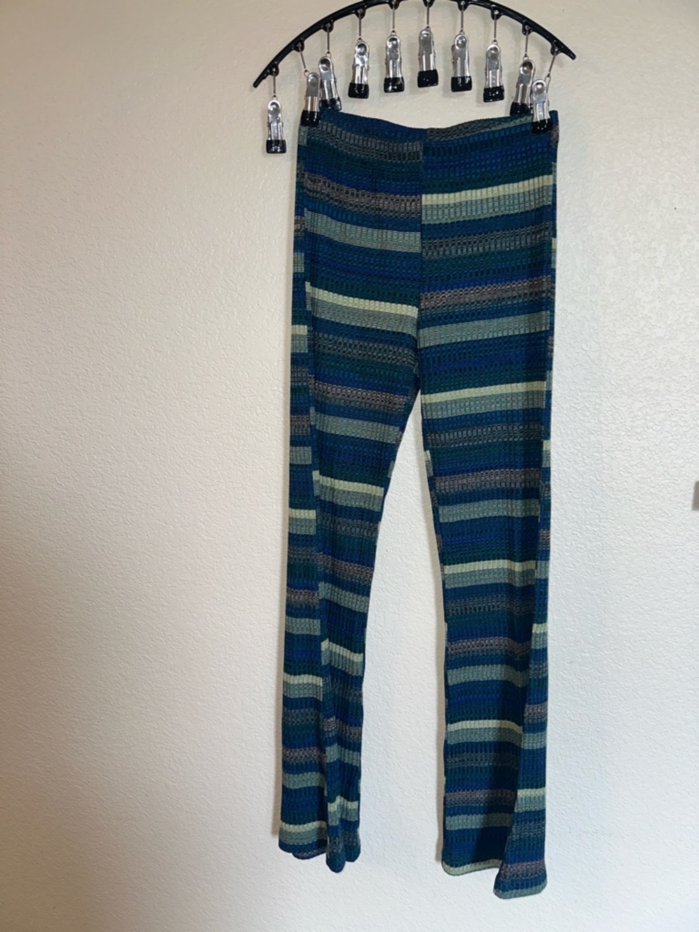 Urban Outfitters Boho Multi-Tone Blue Striped High-Waist Flare Leg Pants